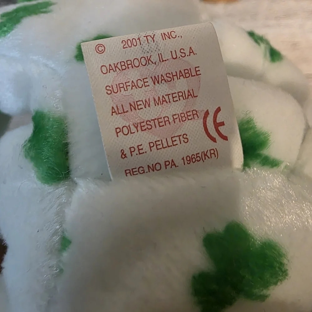 Ty Clover White and Green Shamrock Teddy Bear